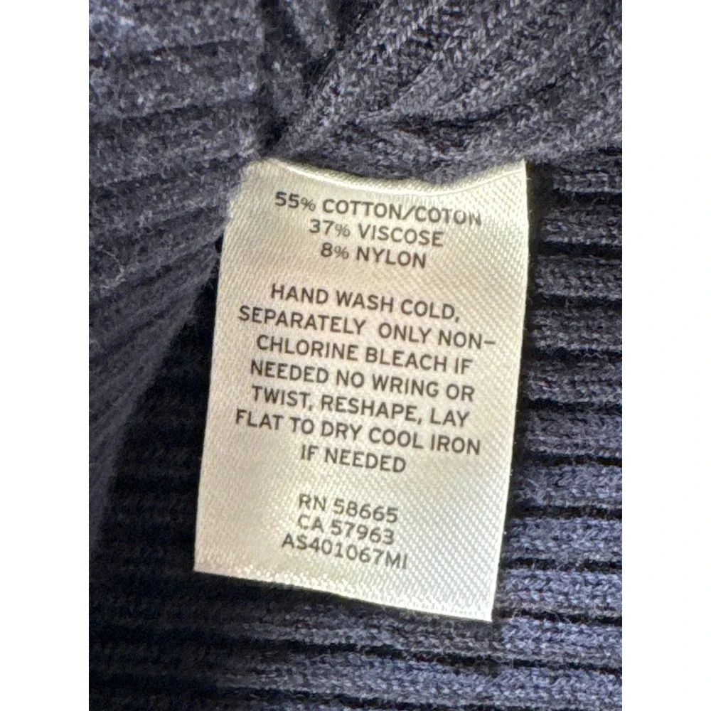 1901 Navy Ribbed Crew Neck Long Sleeve Sweater Top  L Cotton Blend Casual‎ Comfy
